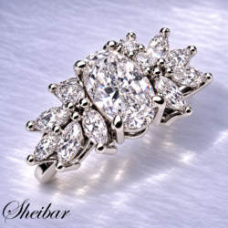 White Gold Diamond Ring on Lavender Satin